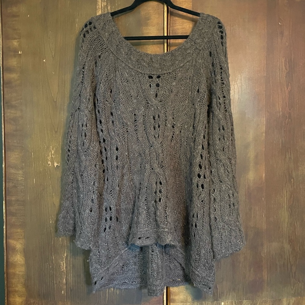 Free People hi-lo loose weave sweater in browns and creams size M